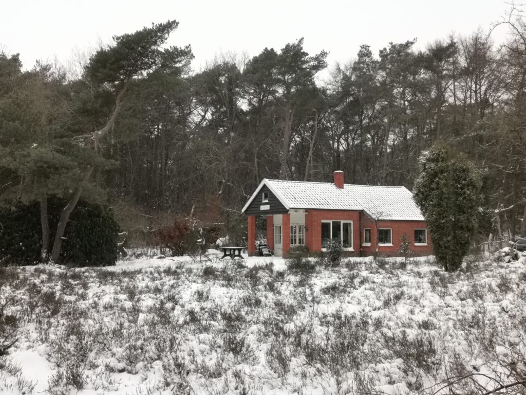 Foto van Schuilplaats in de sneeuw, aan het einde van de ochtend van 9 februari 2021.